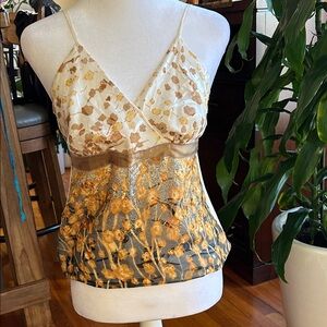 Floral Women's Camisole with stretch fabric back.